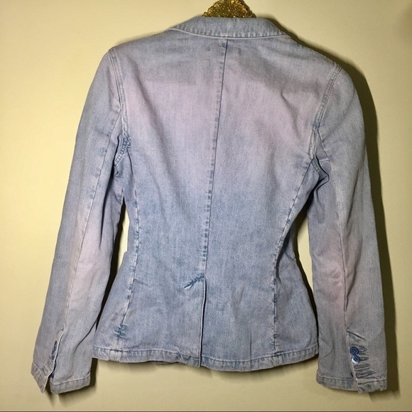 See by Chloe Vintage Lavender Blue Long Sleeve Denim Jacket | Blazer Size 10 - Picture 3 of 8